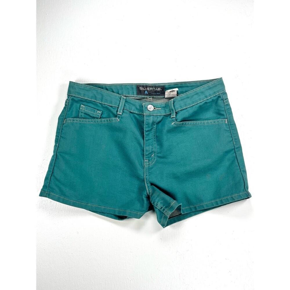 Vintage 90s Silvertab Jean Shorts Teal Jorts Blue Green Sturdy Denim Large
